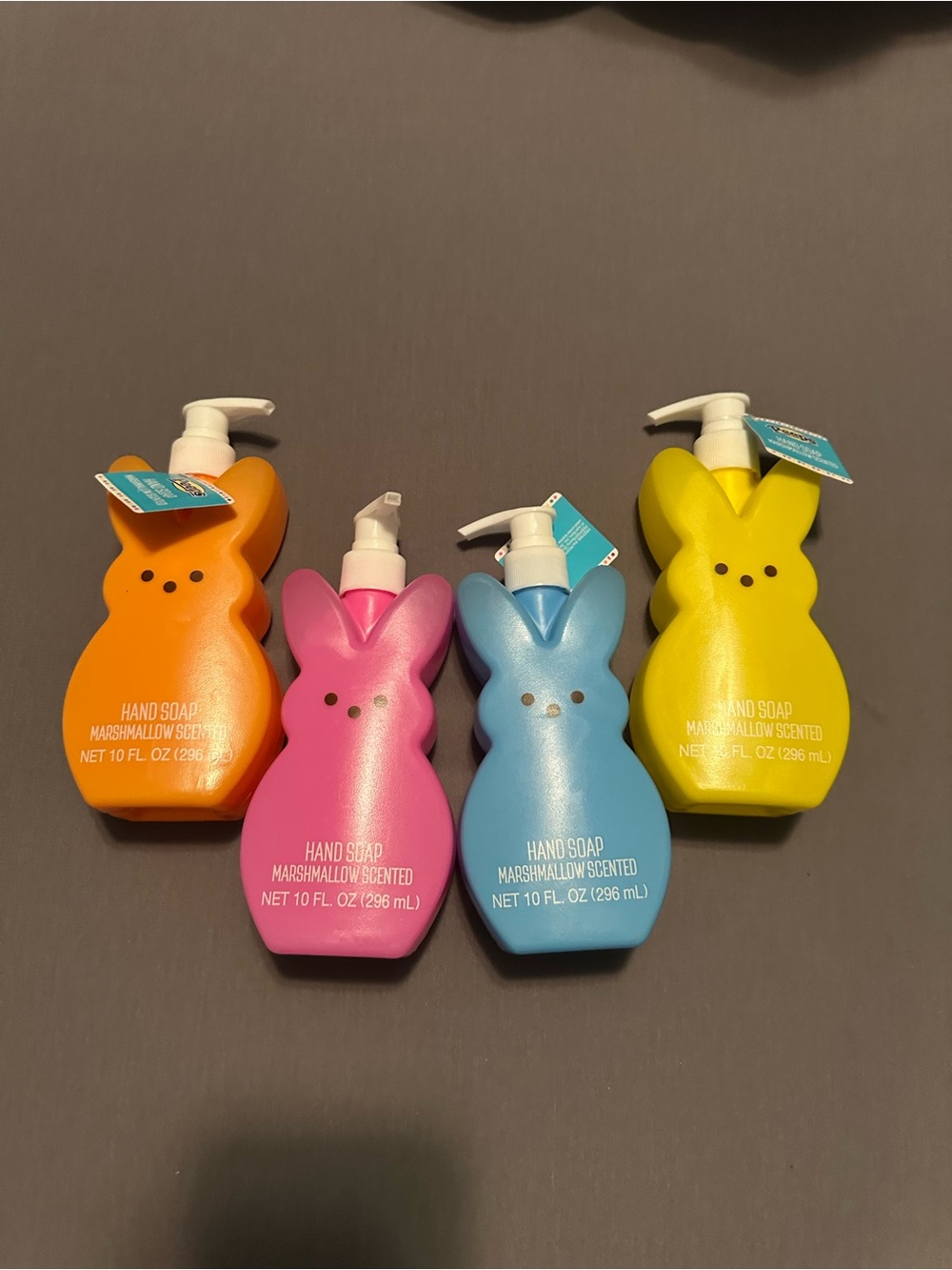 Set of 4 Marshmallow Scented Bunny Hand Soap - Pink, Blue, Yellow, Orange